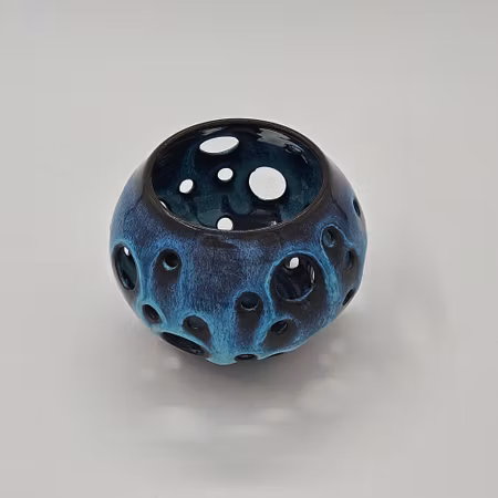 Ljuslykta Liten, 8 cm, Turkos på svart lera