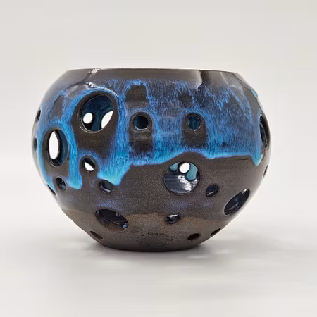 Ljuslykta Mellan, 10 cm, Turkos på svart lera