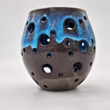 Ljuslykta Stor, 15 cm, Turkos på svart lera