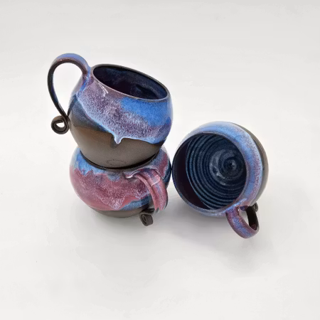 Kaffekopp, ca 3 dl, Blå-Mörklila-Vit