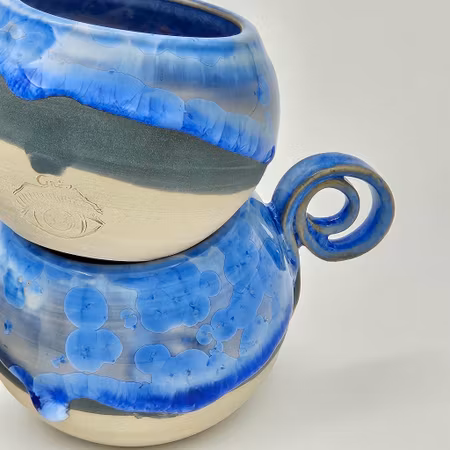 Espresso-/glöggkopp, ca 7 cl, Blå Kristall på Vit kopp