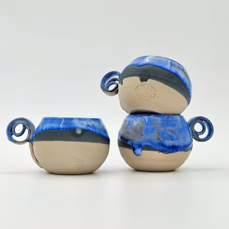 Espresso-/glöggkopp, ca 7 cl, Blå Kristall på Vit kopp