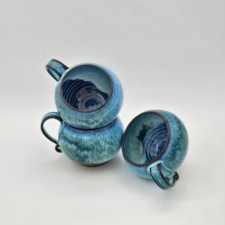 Kaffekopp, ca 3 dl, Vit-Mörkgrön