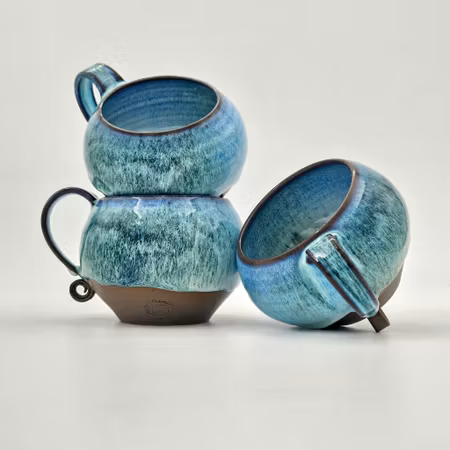 Kaffekopp, ca 3 dl, Vit-Mörkgrön