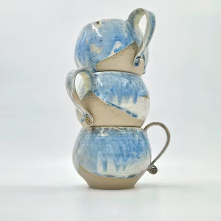 Kaffekopp, ca 3 dl, Titan-Blå  kristallglasyr