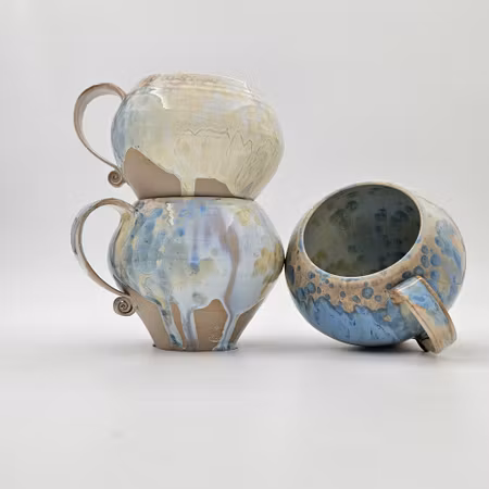 Stor tekopp, ca 1 l, Titan-Blå  kristallglasyr