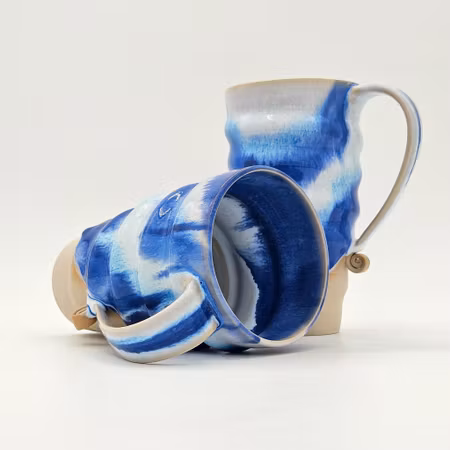 Öl- och lattemuggar, ca 4,5 dl, Koboltblå-Vit