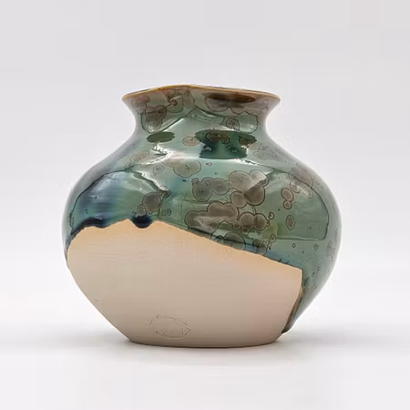 Vas med Koppar-Järn kristallglasyr, 12 cm