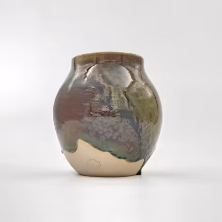 Vas med Koppar-Järn kristallglasyr, 16 cm