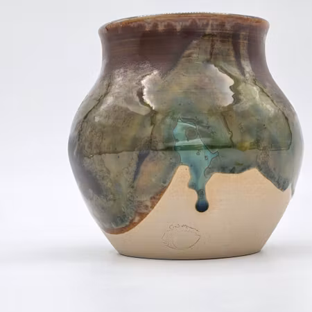 Vas med Koppar-Järn kristallglasyr, 13 cm