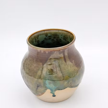 Vas med Koppar-Järn kristallglasyr, 13 cm