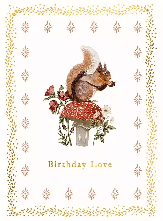 Dubbelt kort med kuvert - Ekorrgrattis (Fraktfritt)