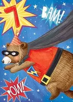 Dubbelt kort med kuvert - 7 år - Superbjörn (Fraktfritt)