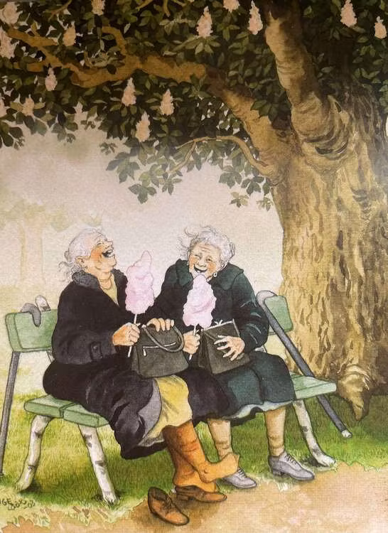 Enkelt Kort - Lyckliga damer - Sockervadd (Fraktfritt)