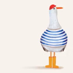 Dubbelt kort med kuvert - Fiskmås (Fraktfritt)