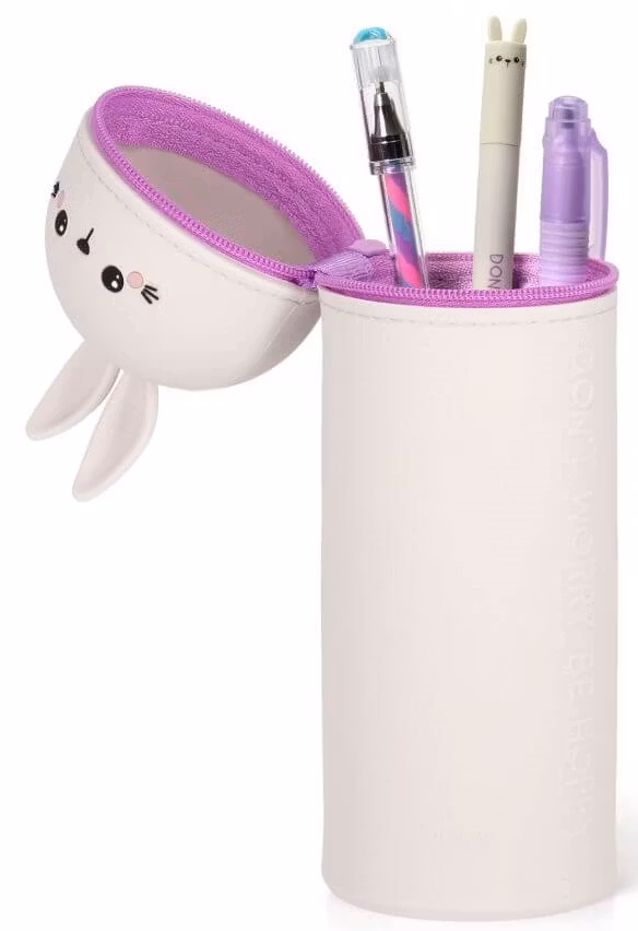 Pennskrin i silikon - Ljusgrå Kanin