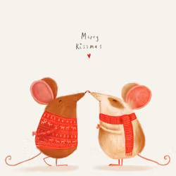 Dubbelt julkort med kuvert - Merry Kissmas (Fraktfritt)