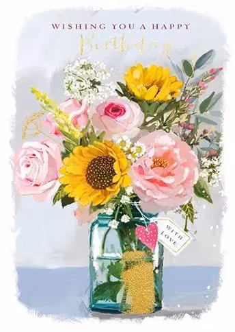 Dubbelt kort med kuvert - Födelsedagsbukett (Fraktfritt)