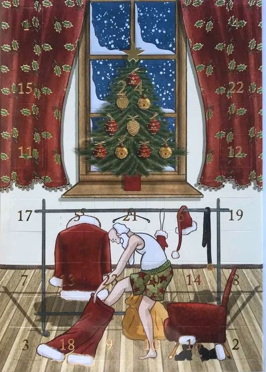 Liten Adventskalender som julkort - Tomten byter om (Fraktfritt)