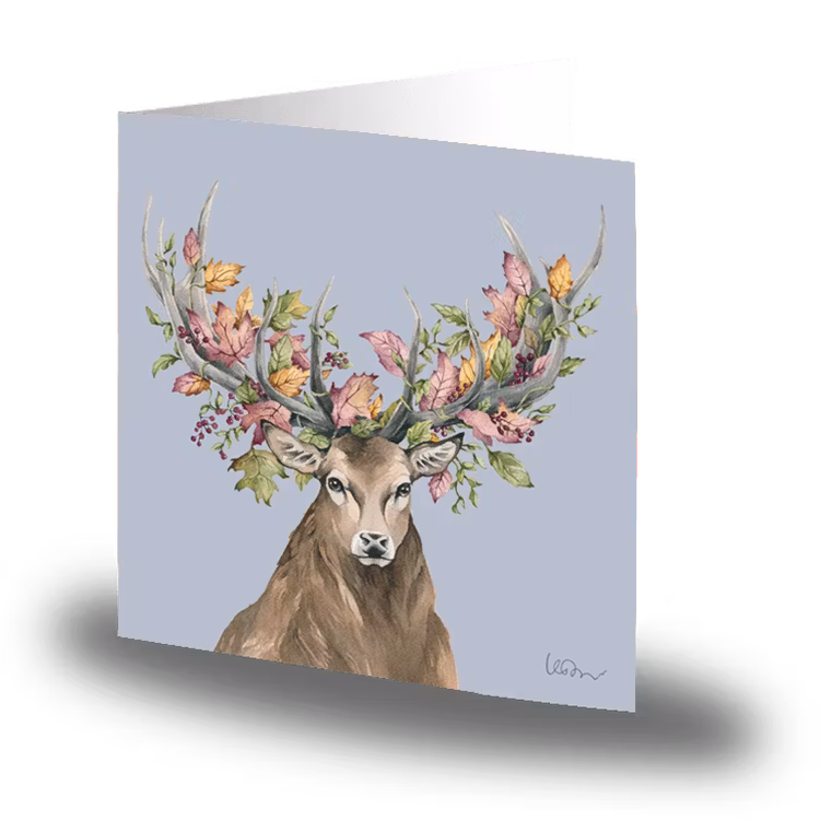 Kort med kuvert - Blomsterhjort (Fraktfritt)