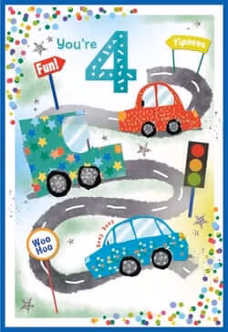 Dubbelt kort med kuvert - 4 år - Trafik (Fraktfritt)