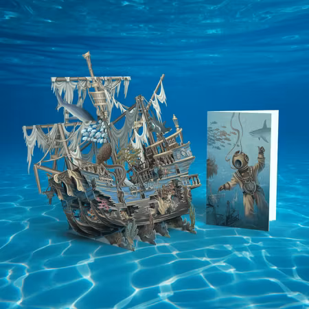 Magiskt gratulationskort - Skeppsvrak (Fraktfritt)