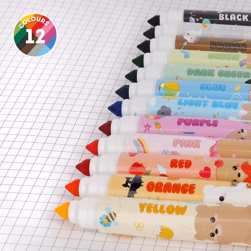 12 st vattenbaserade målarpennor - Teddy & friends