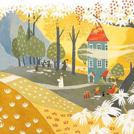 Kort med kuvert - Mumintorget blå huset (Fraktfritt)