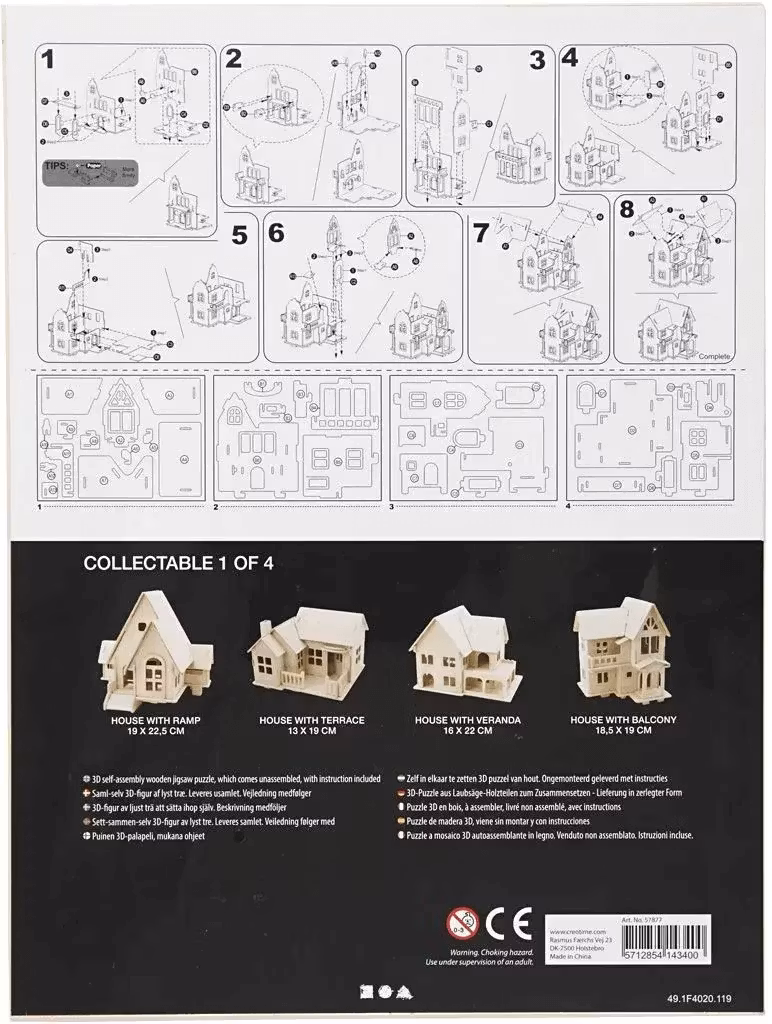 Montera ihop ett dockhus - 3D Konstruktionsfigur - Hus Med Altan