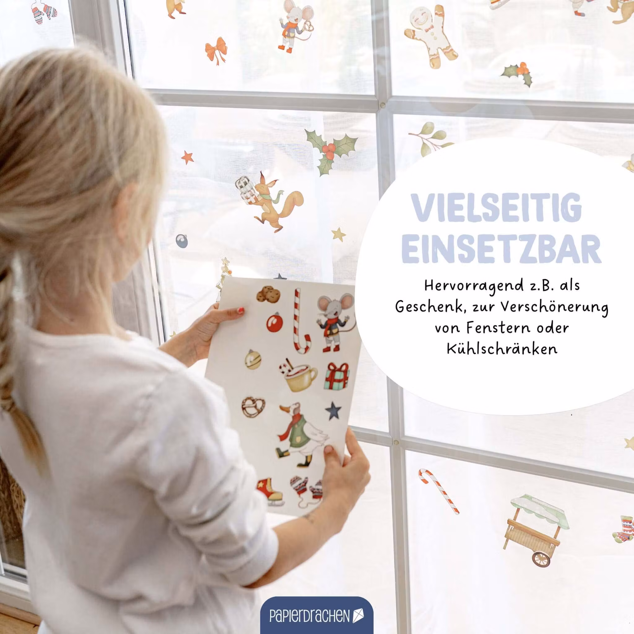 Kopia Självhäftande bilder till fönstret - Vinterdjur
