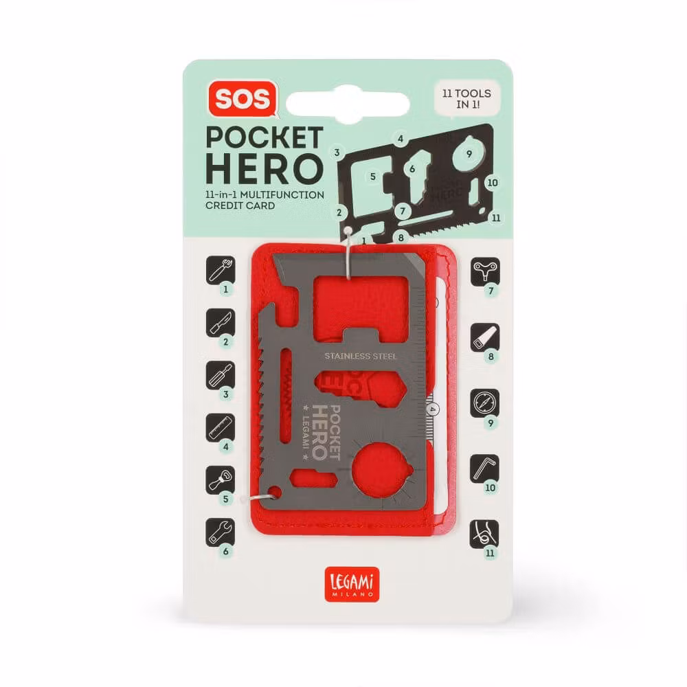 Multiverktygskort 11 i 1 - SOS Pocket Hero