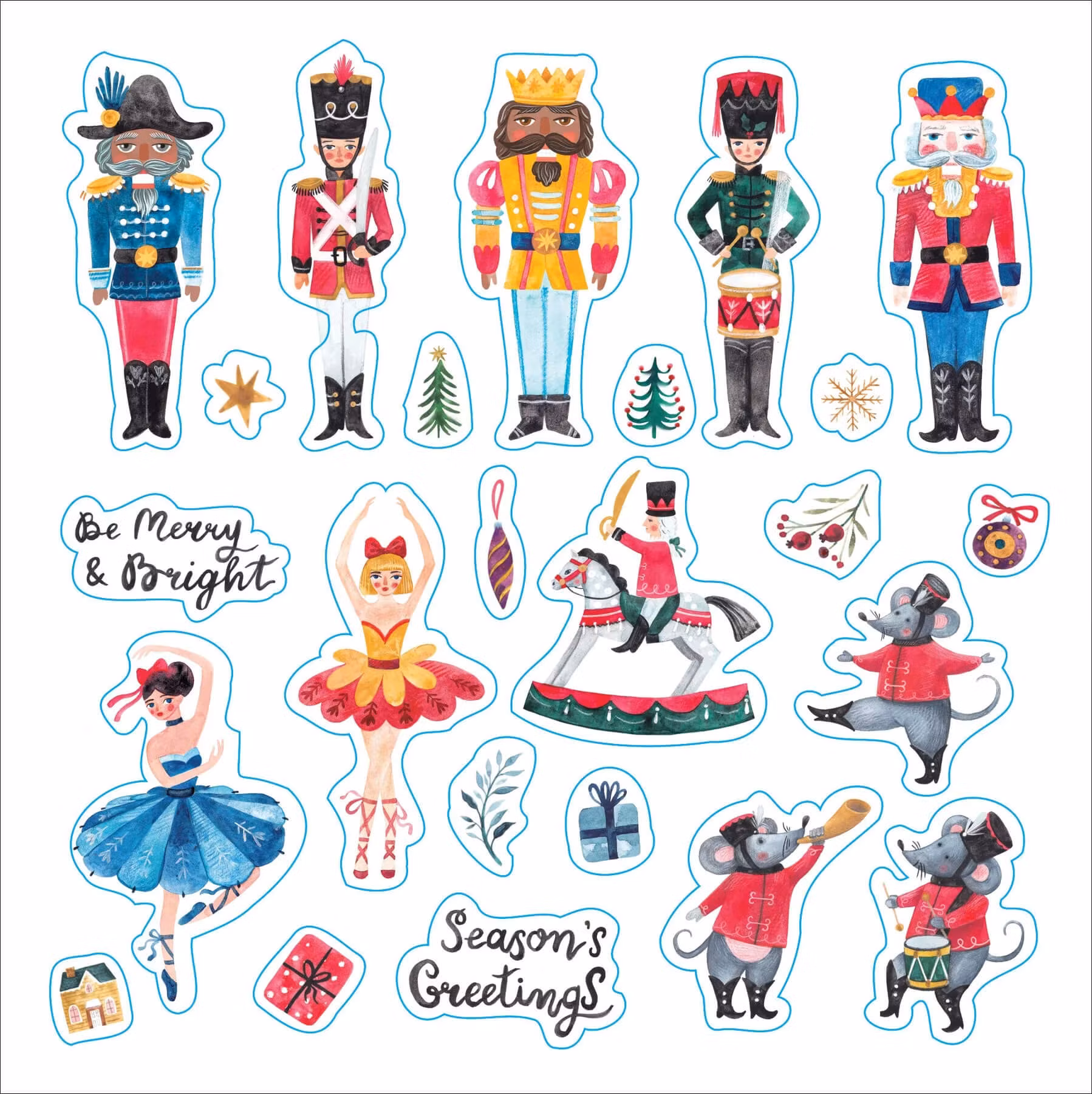 500 klistermärken - Bok med 50 sidor - Merry and Bright Christmas