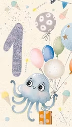 Dubbelt kort med kuvert - 1 år - Maneten (Fraktfritt)