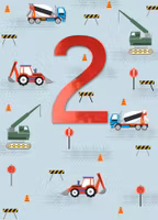 Dubbelt kort med kuvert - 2-åringen Fordon (Fraktfritt)