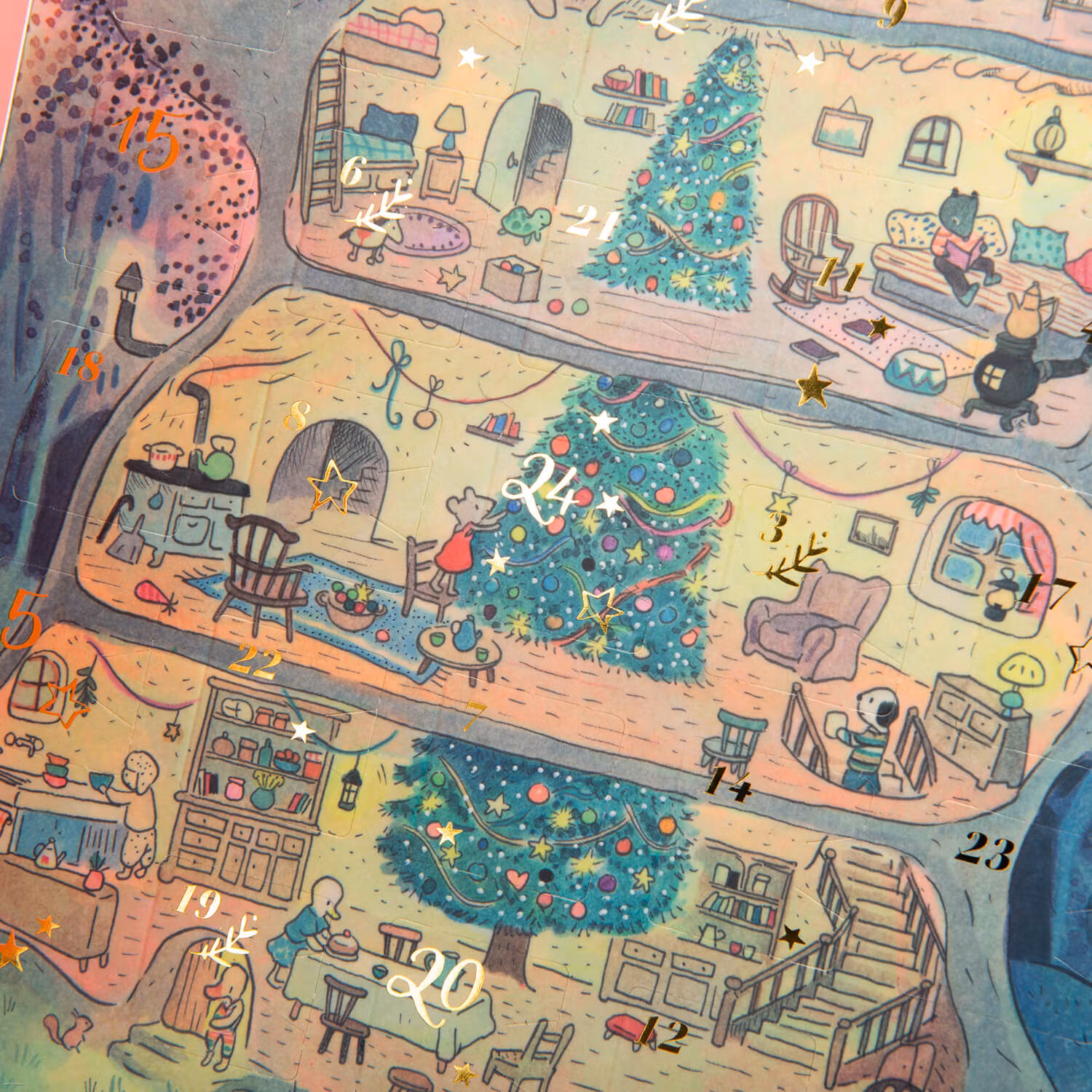 Adventskalender med sagoficklampor - Den stora familjen