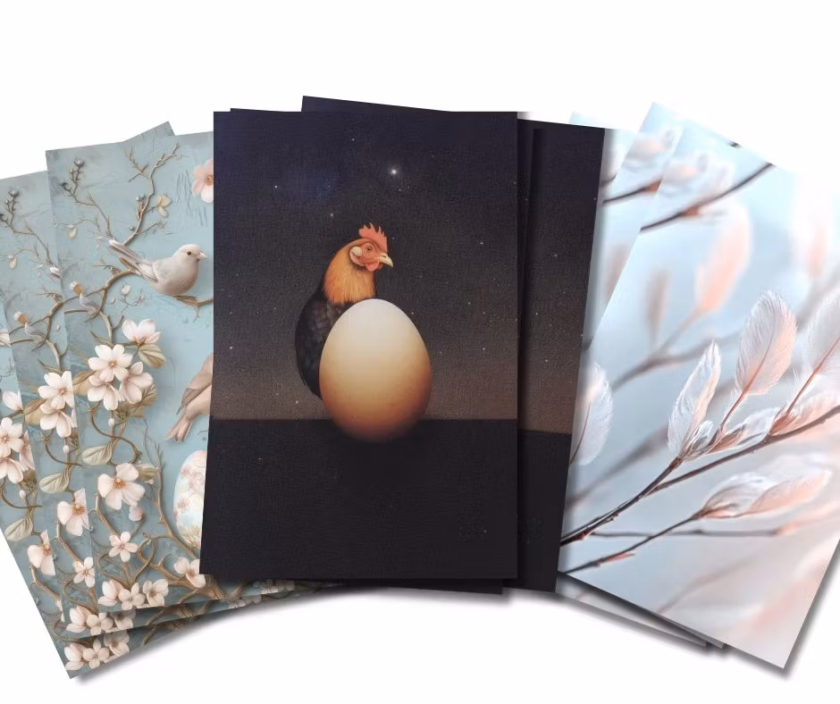 Flera enkla kort (9 stycken) - Påsk (Fraktfritt)