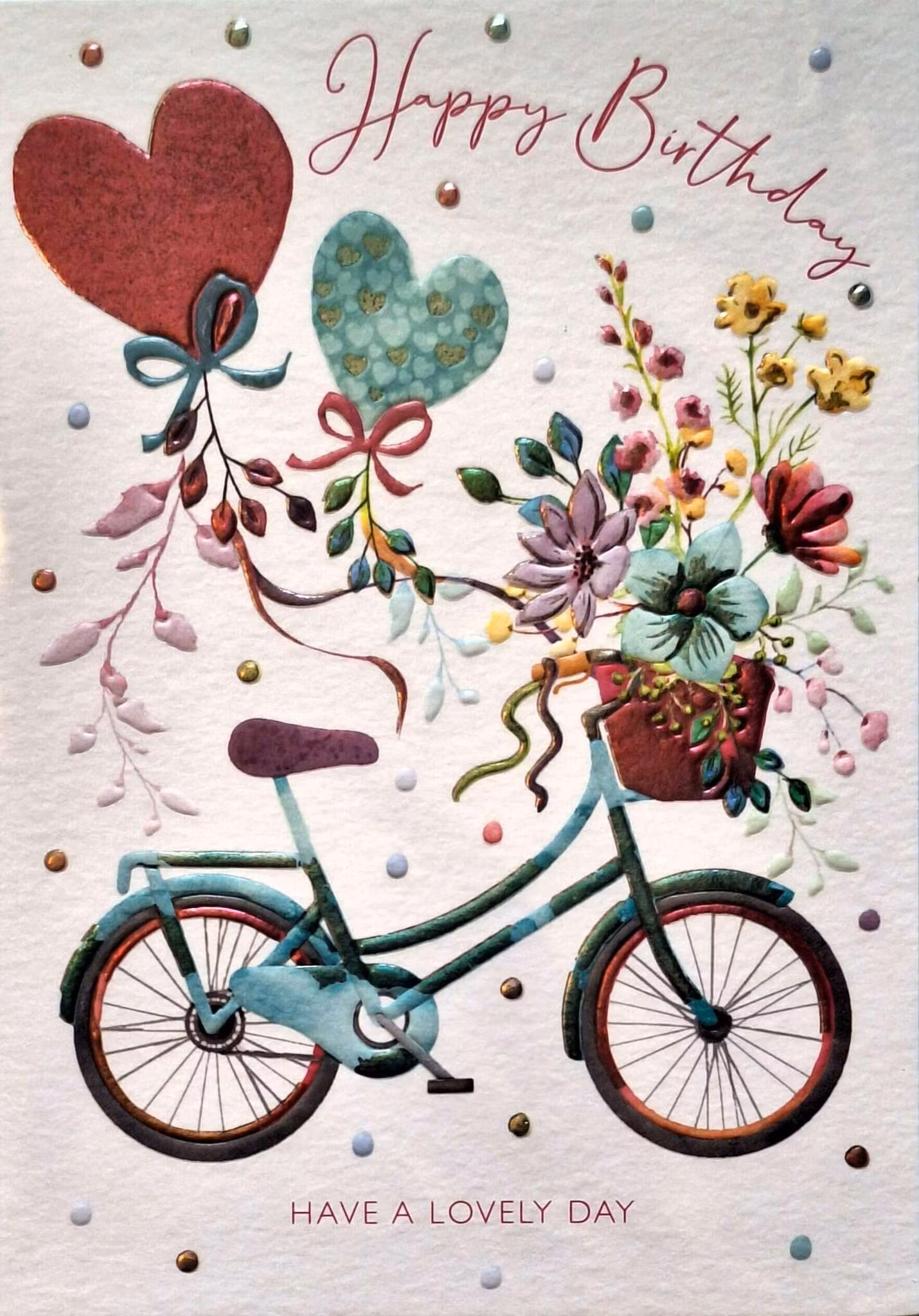 Dubbelt kort med kuvert - Blommande födelsedagscykel (Fraktfritt)