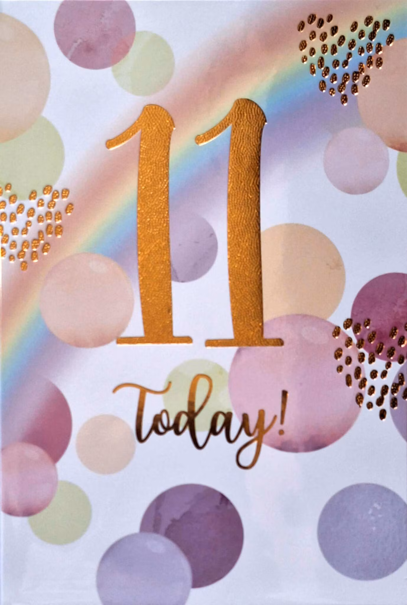 Dubbelt kort med kuvert - 11 år -  Regnbågsgrattis  (Fraktfritt)