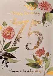 Dubbelt kort med kuvert - 75 år med blommor (Fraktfritt)