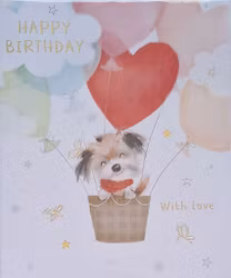 Dubbelt kort med kuvert - Hundens luftballonggrattis (Fraktfritt)