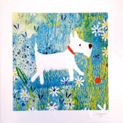 Dubbelt kort med kuvert - Vit skotte (Fraktfritt)