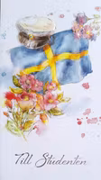 Dubbelt kort med kuvert - Studentliv med blommor (Fraktfritt)