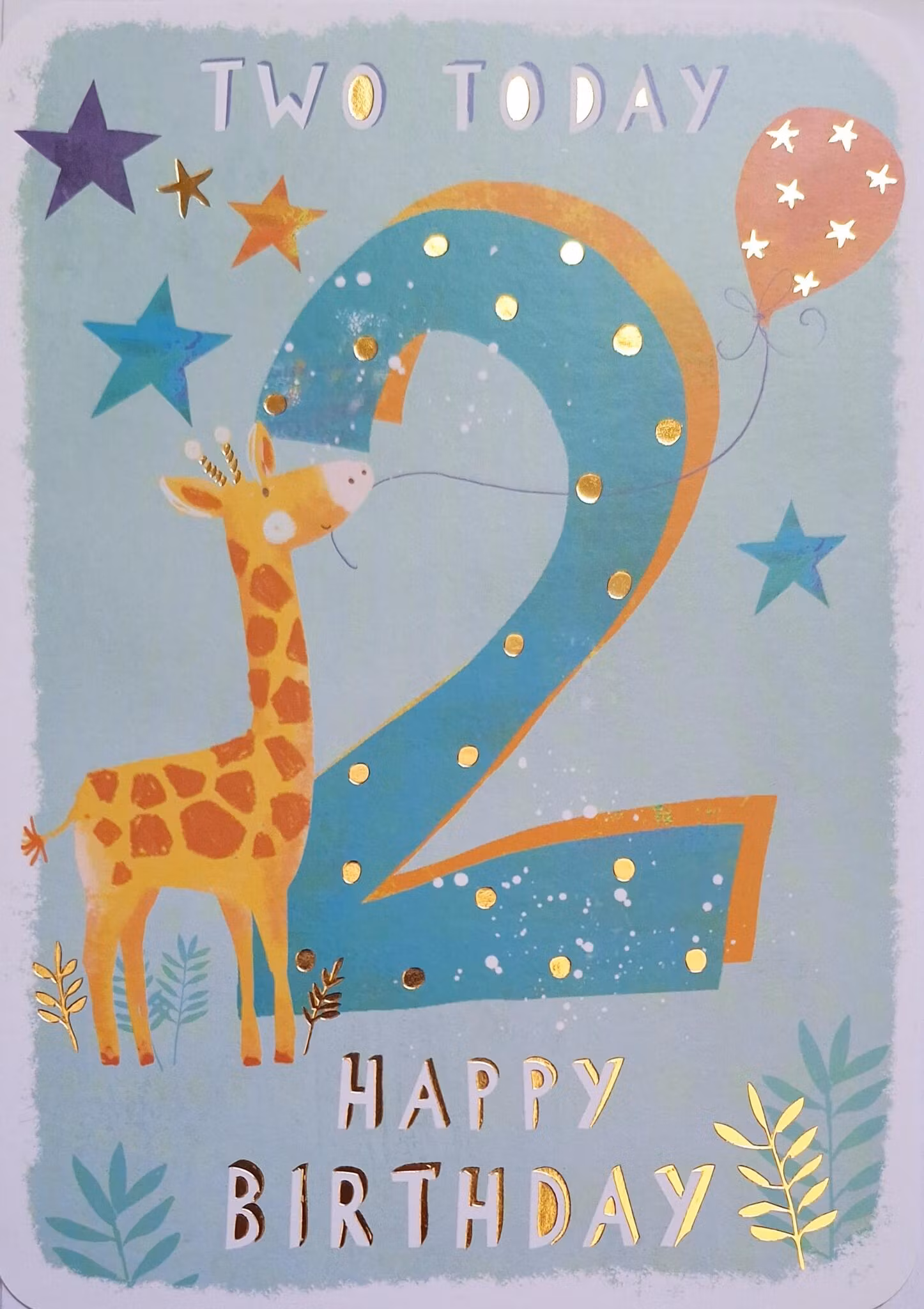 Dubbelt kort med kuvert - 2 år Giraff (Fraktfritt)