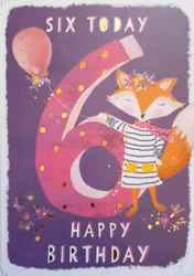 Dubbelt kort med kuvert - 6 år - Räv (Fraktfritt)