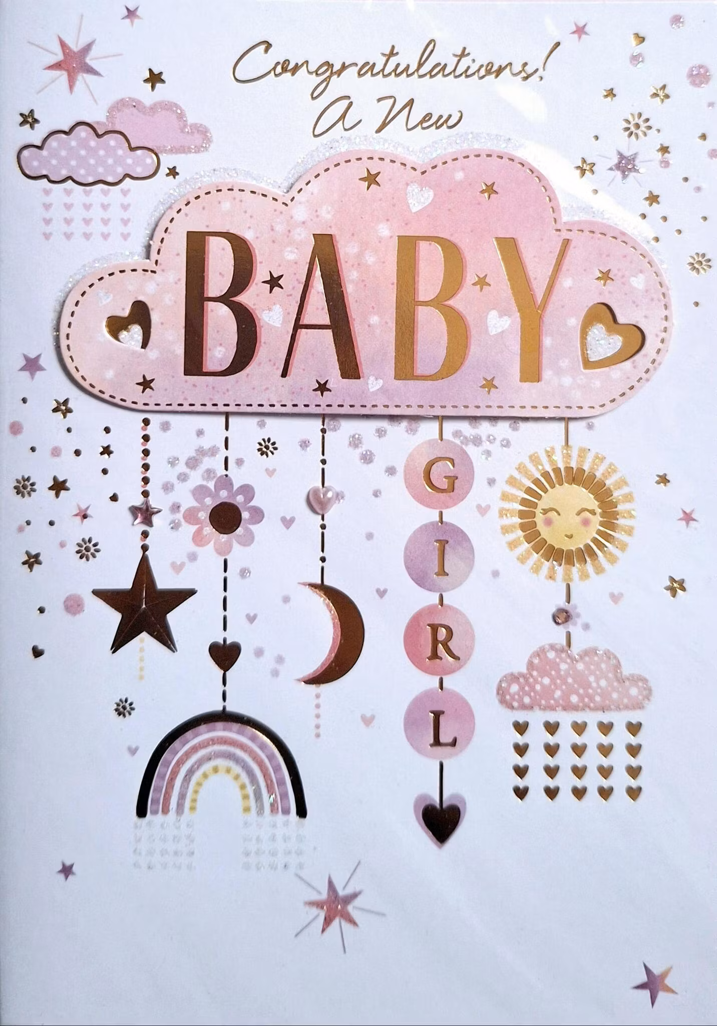 Dubbelt kort med kuvert - Babyrosa (Fraktfritt)