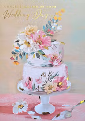 Dubbelt bröllopskort med kuvert - Bröllopstårta (Fraktfritt)