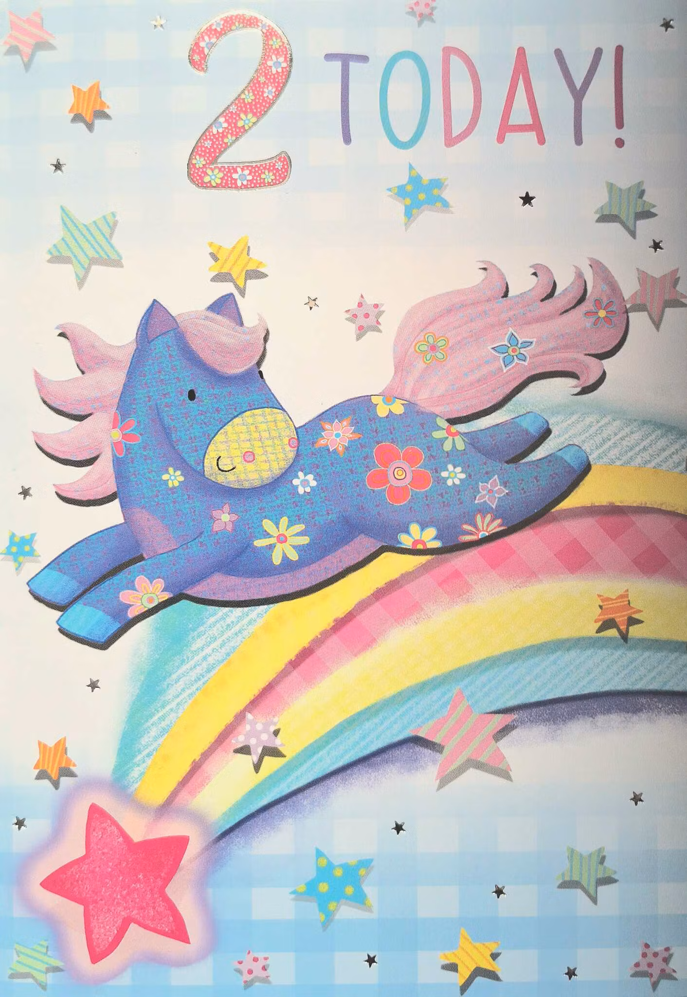 Dubbelt kort med kuvert - 2 år - Regnbågsskutt (Fraktfritt)