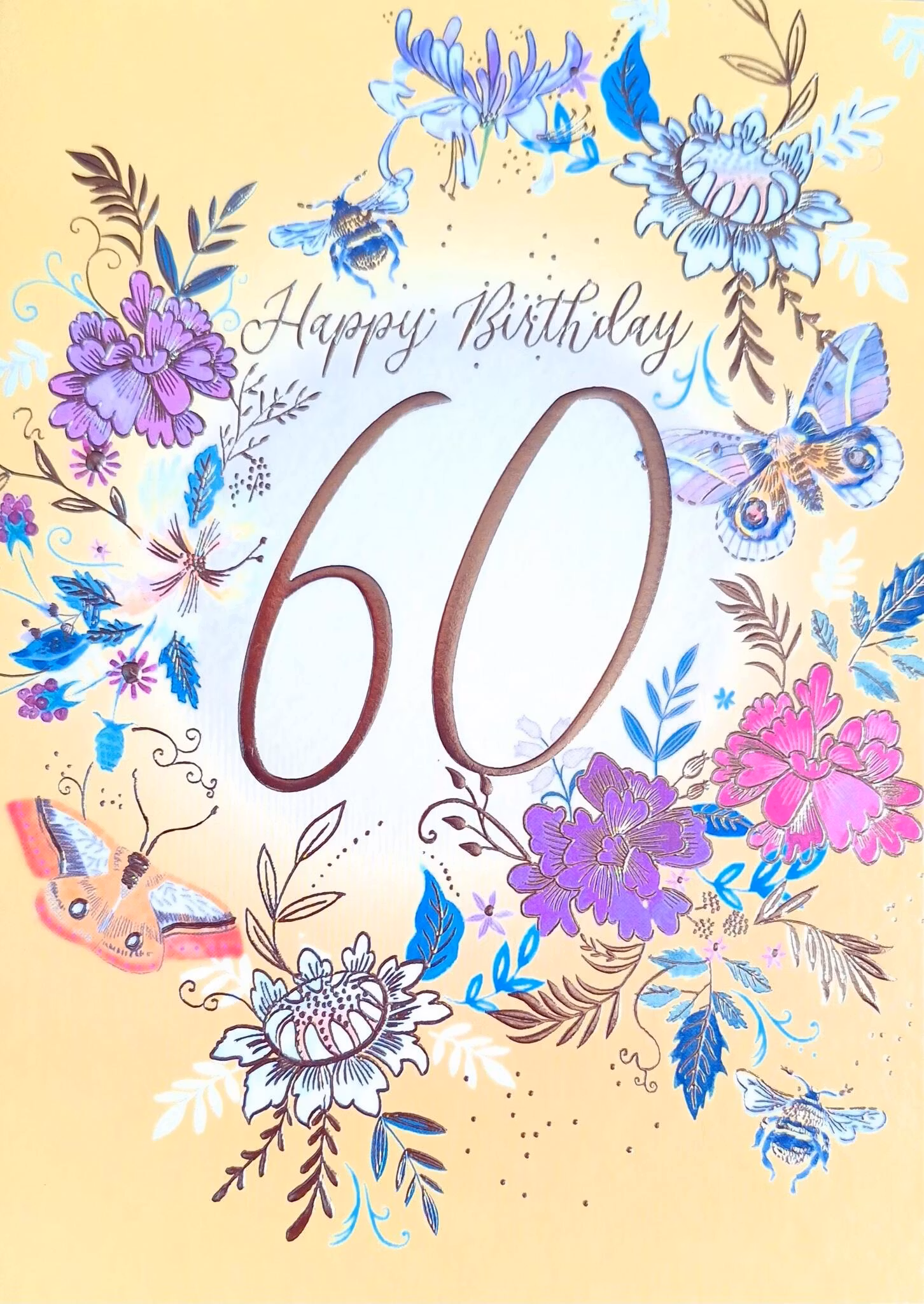 Dubbelt kort med kuvert - 60 år bland blommor (Fraktfritt)