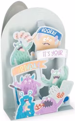 Utvikbart gratulationskort - Monstergrattis (Fraktfritt)