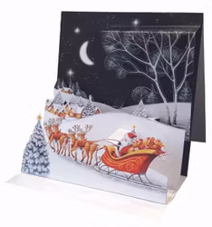 Utvikbart kort med kuvert - Släde i vinternatten (Fraktfritt)